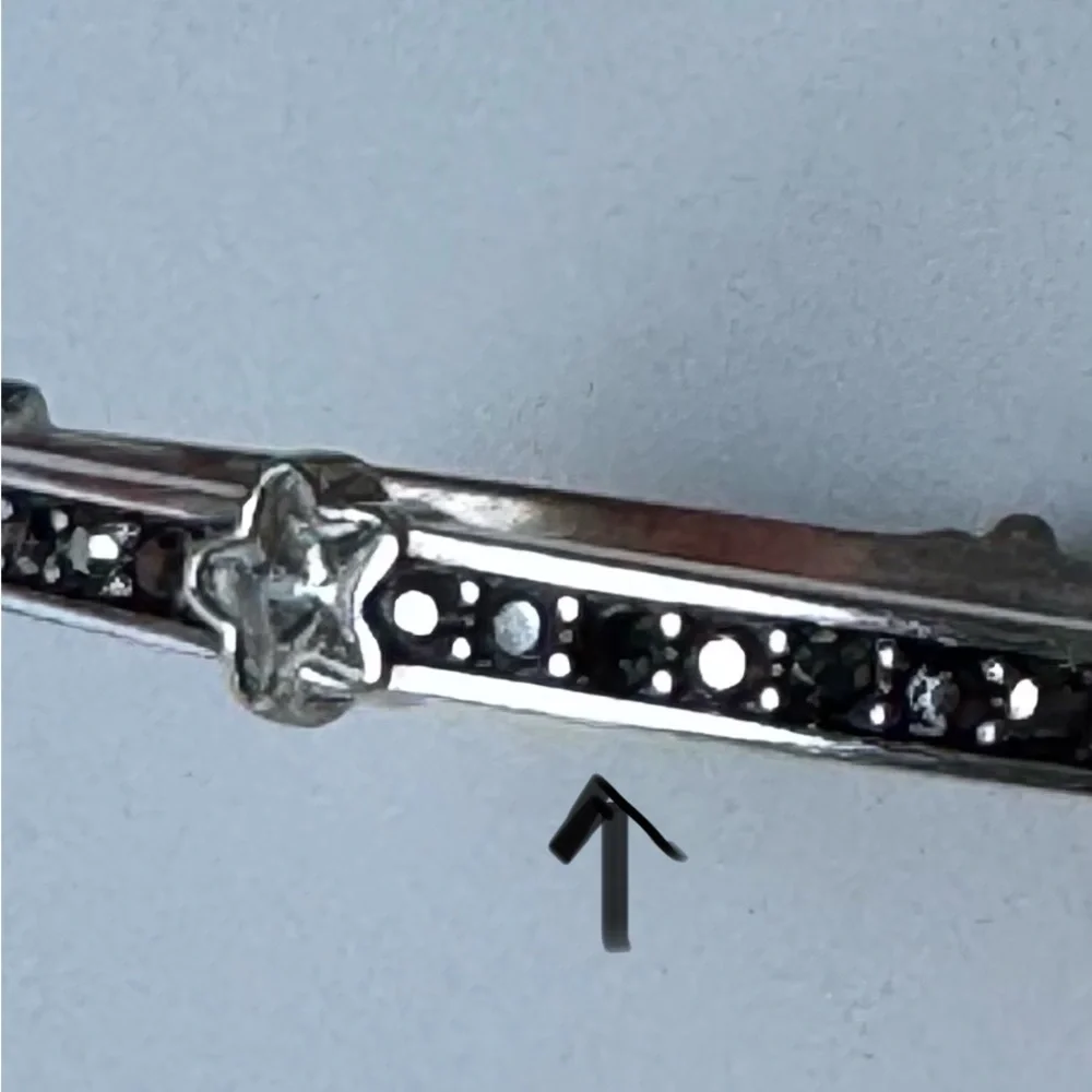 ❤️🖤 BRIGHTON Silver Bangle Bracelet with Smoky Crystal Accents